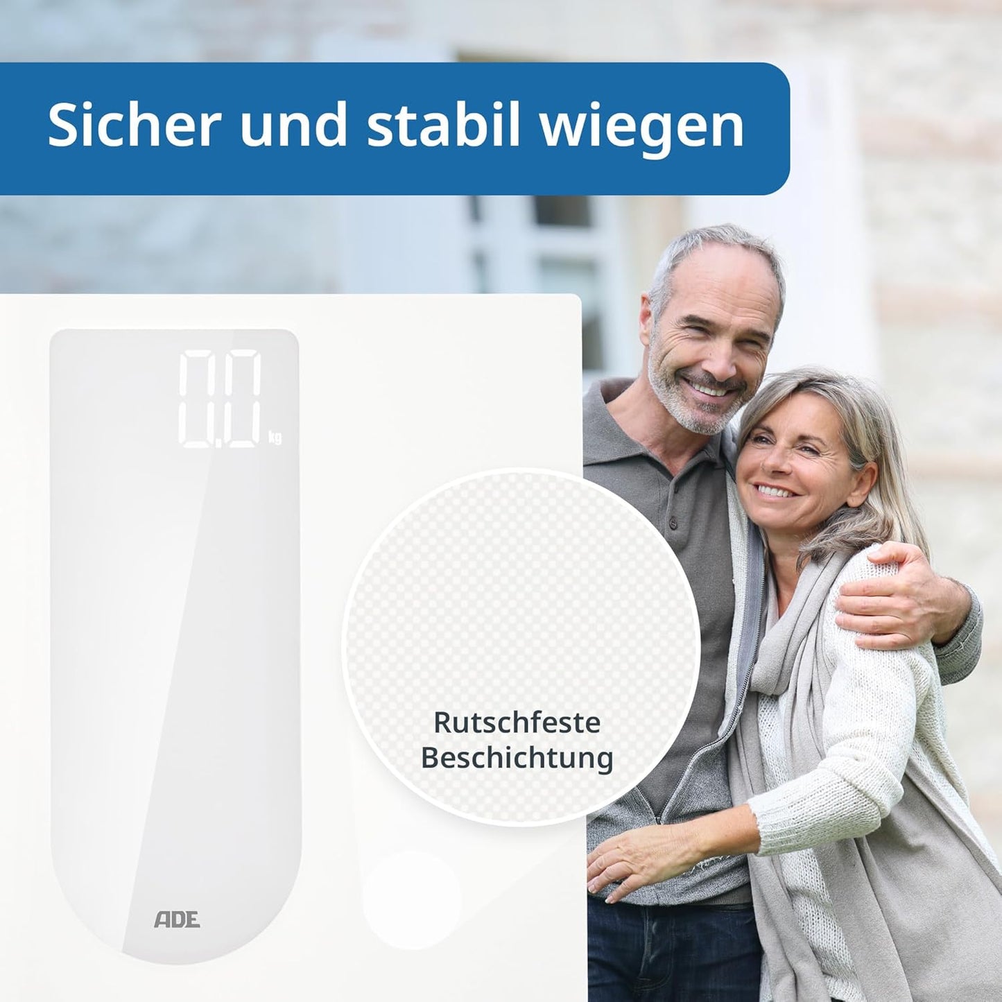 Digitale Personenwaage mit LED-Display, Weiss