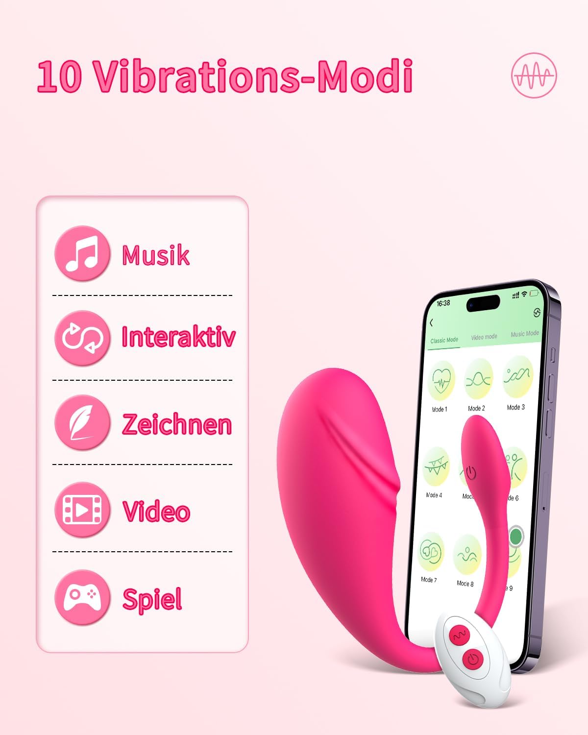 Vibrator mit Fernbedienung für Paare, Pink