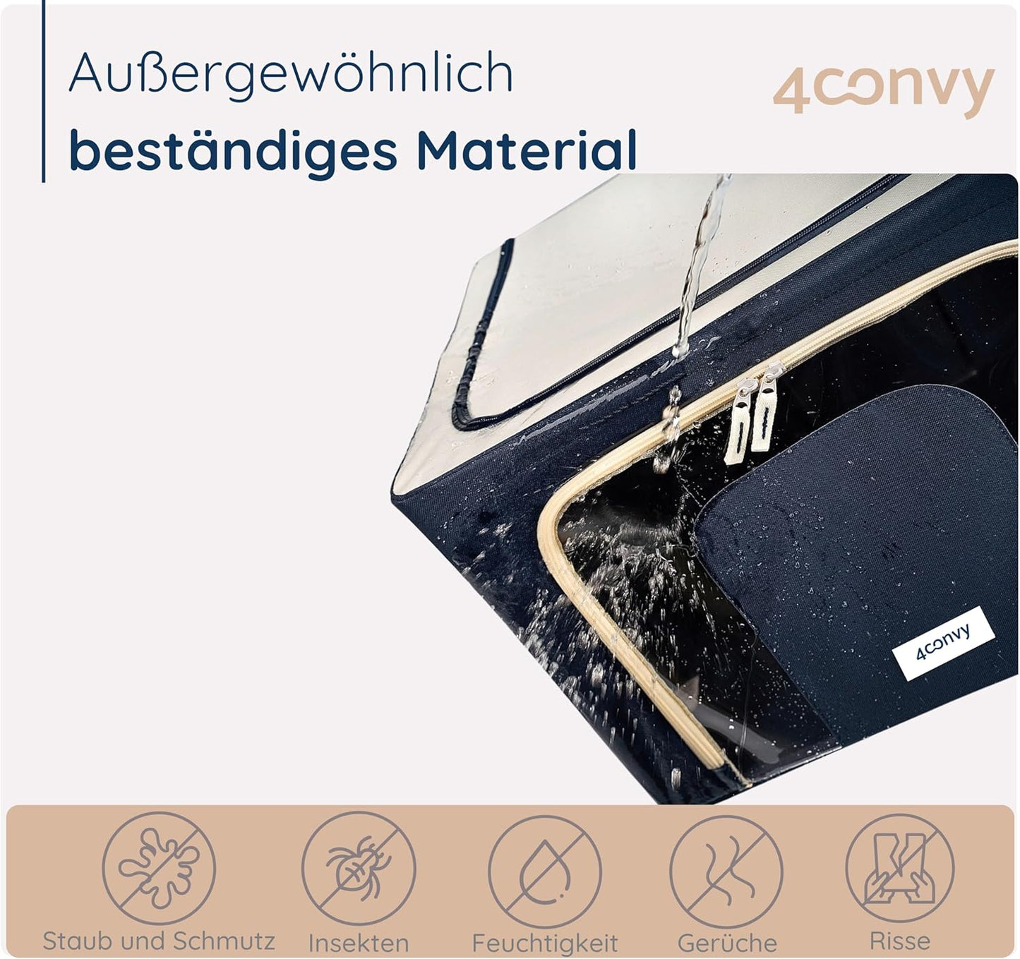 Faltbare Aufbewahrungsbox mit Reissverschluss (3er Set), Blau 3x66L
