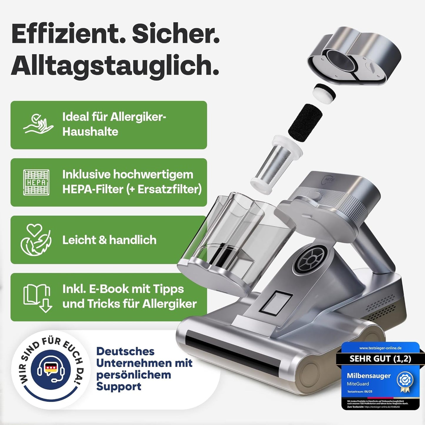 Milbensauger für Matratzen & Polster mit UV-Licht
