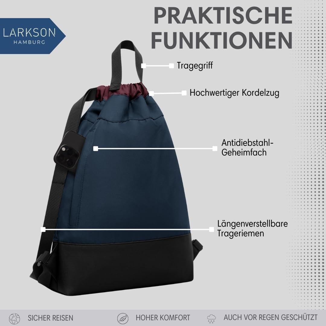 Turnbeutel No 7 mit Aussentasche, Blau Berry