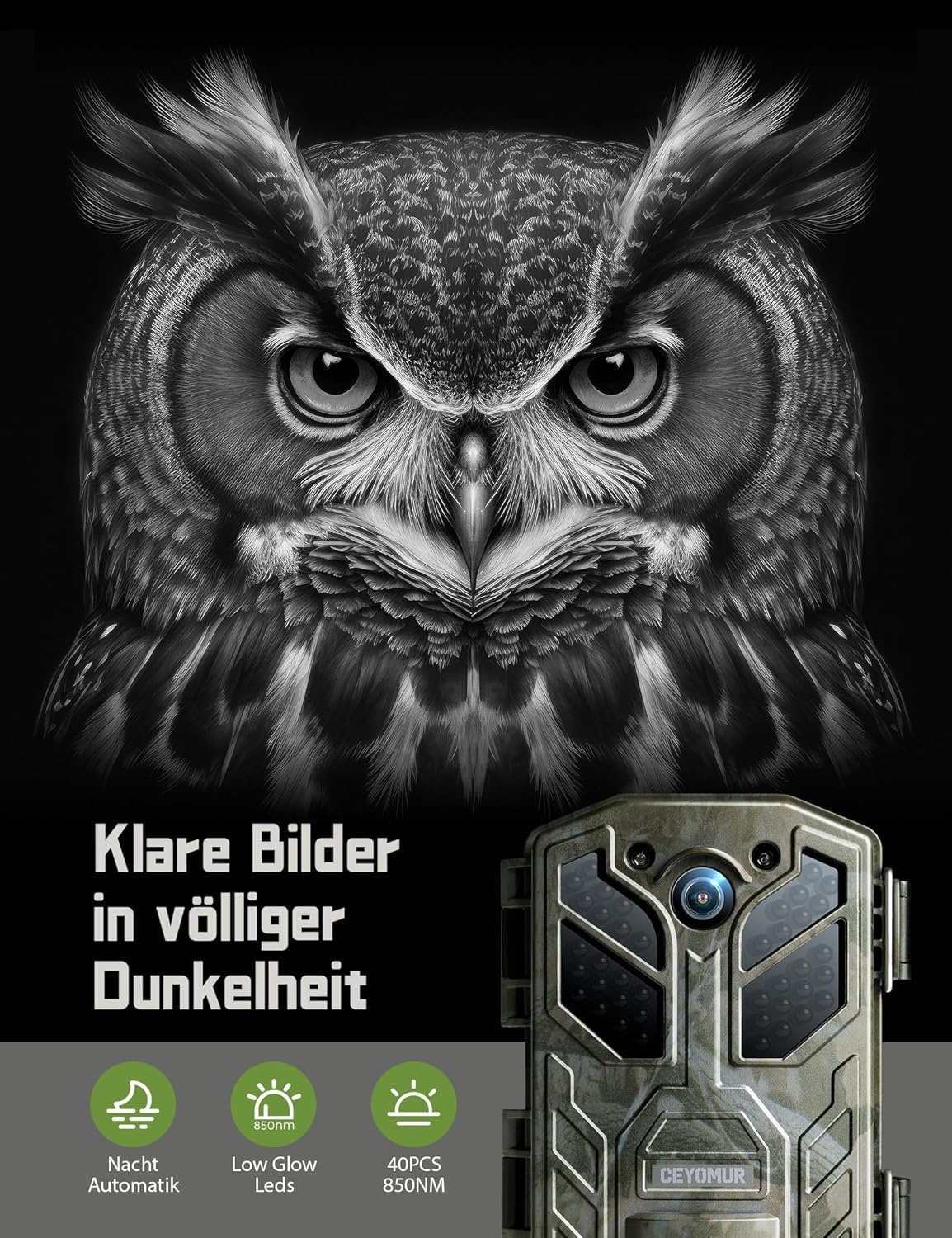 Wildkamera mit 4K HD und Bewegungsmelder