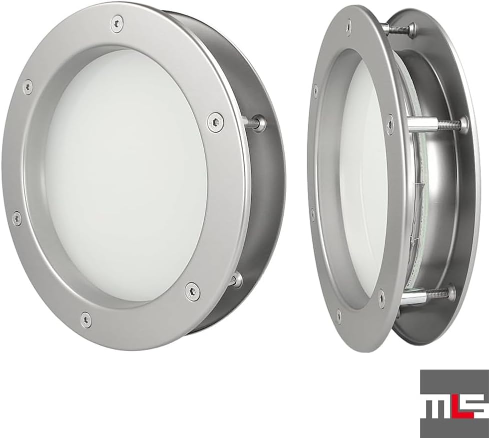 Tür-Bullauge B4000, 400 mm Mattes Glas, Silber
