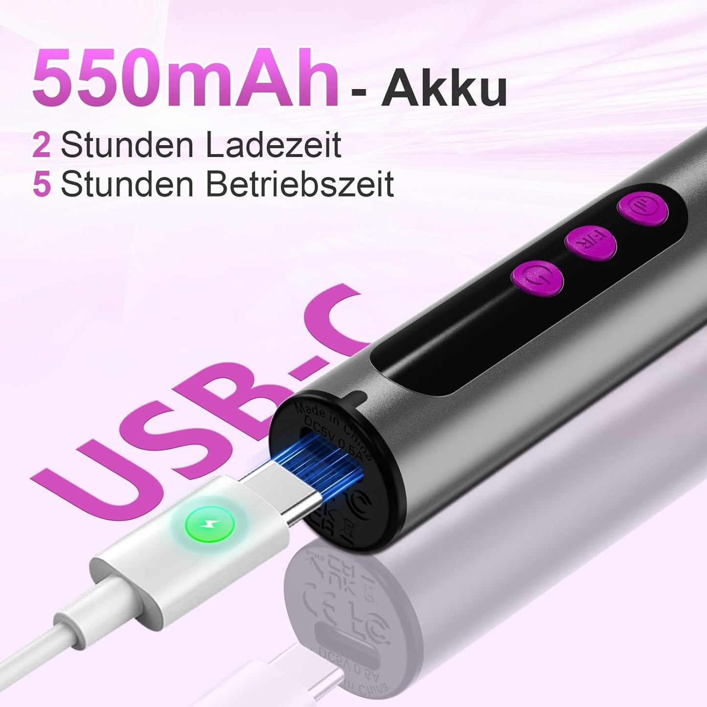 Kabelloser Nagelfräser für Maniküre & Pediküre, Grau