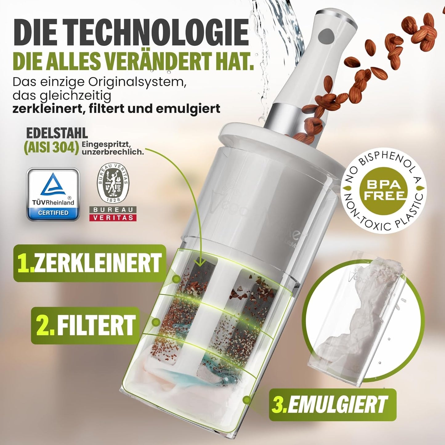 Pflanzenmilchbereiter für Mandel- und Sojamilch, Classic
