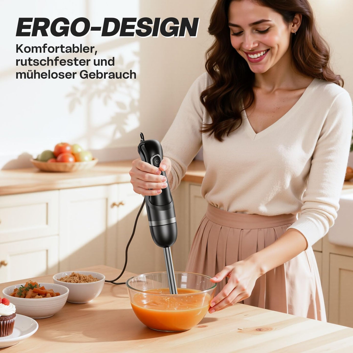 Stabmixer Edelstahl, 1 Schwarz