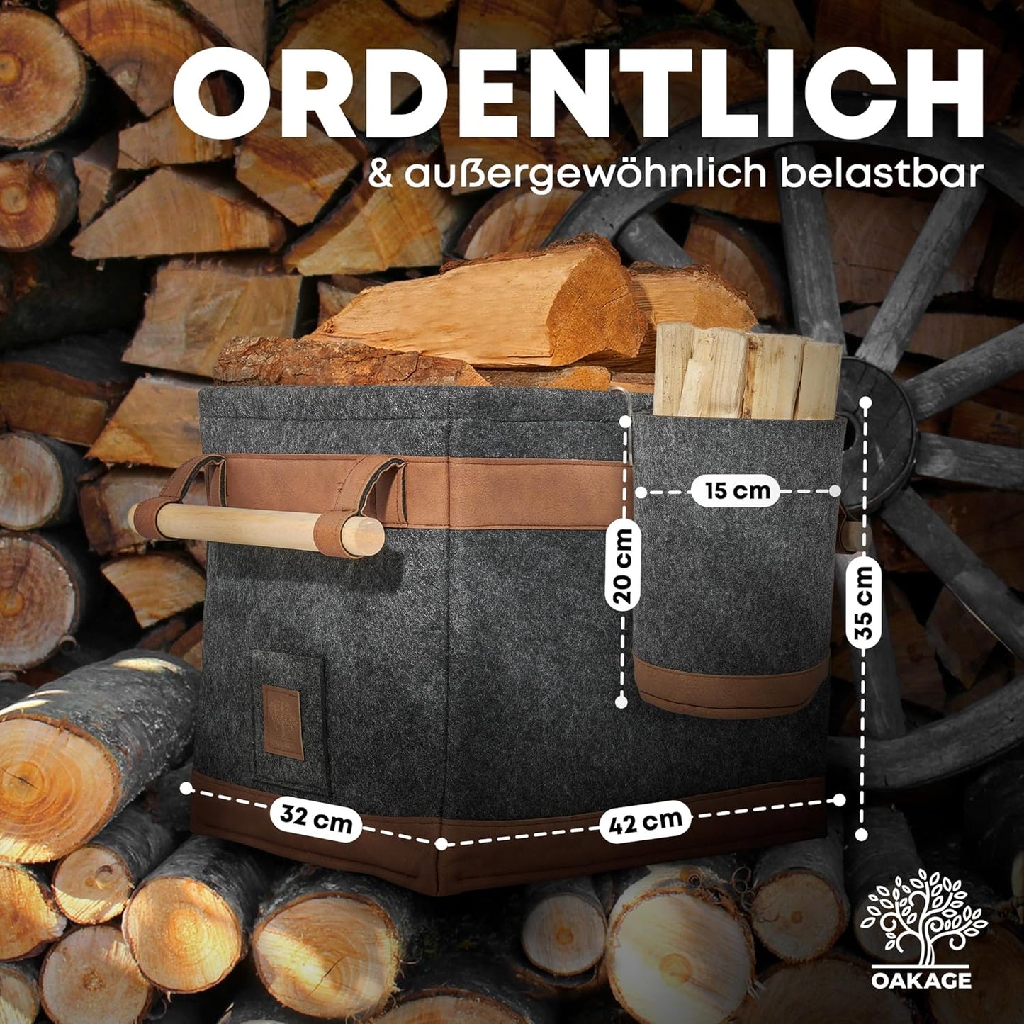 Holzkorb, Dunkelgrau Bundle