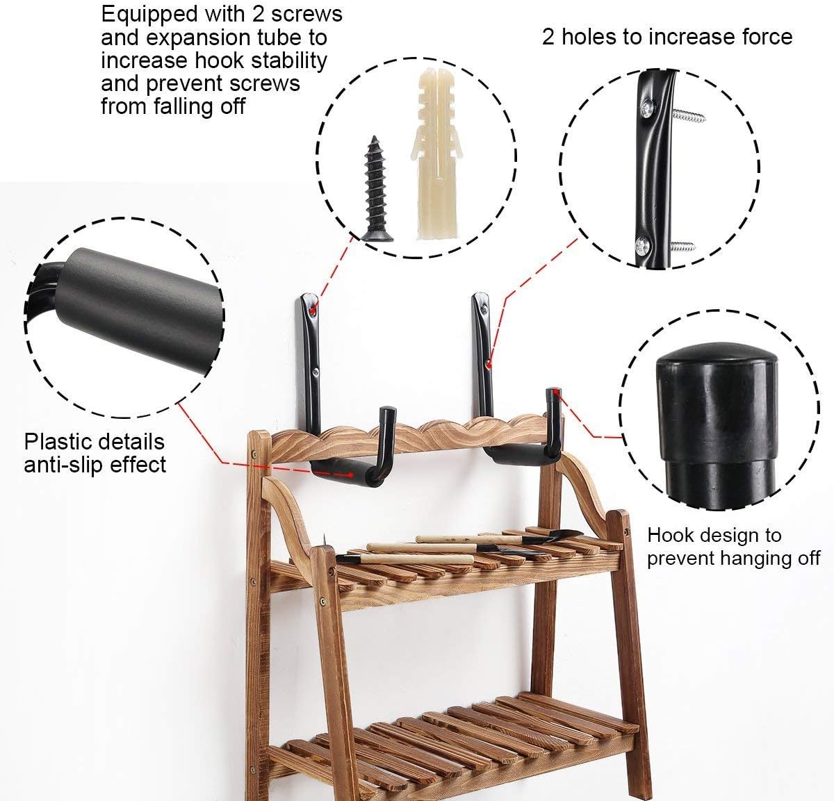 6-teiliges Schwerlast-Wandhaken-Set für Garage, Largeur 29cm