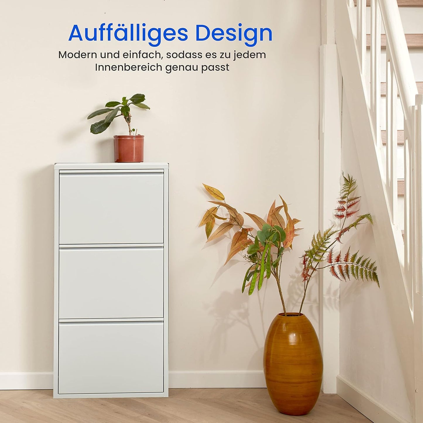 Schuhkipper mit magnetischer Abdeckung, 3 Klappen Weiß