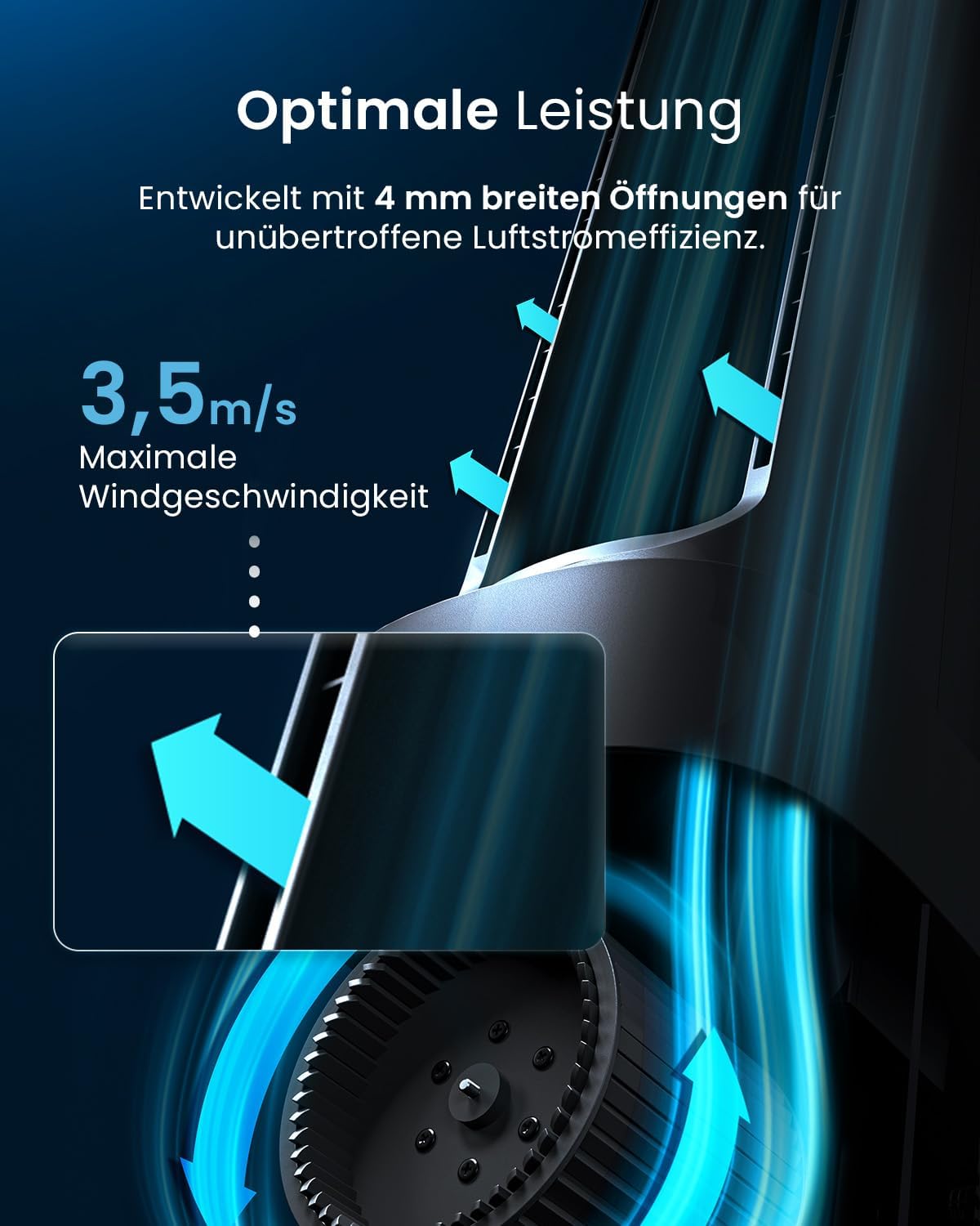 OmniAir Turmventilator mit Luftreiniger & HEPA Filter, Ohne App Schwarz