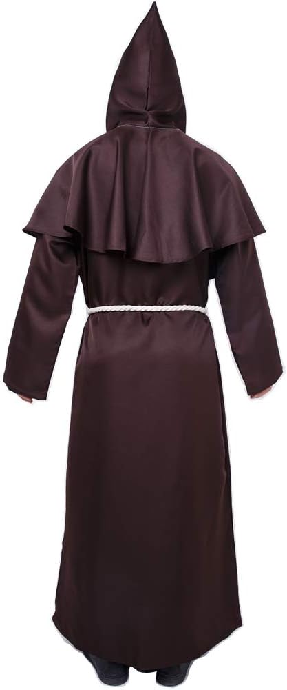 Mönch-Robe mit Kapuze für Herren, Braun S