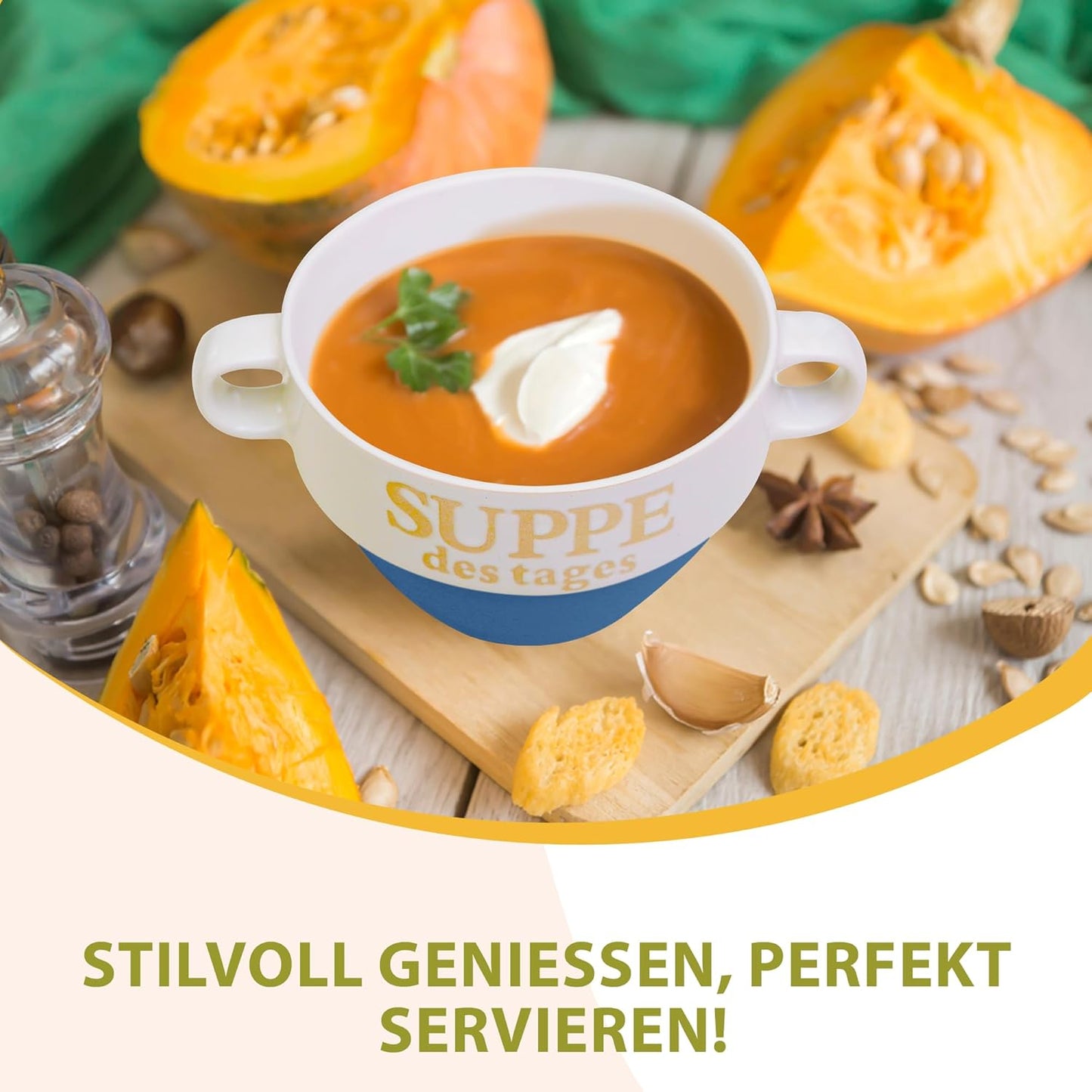 4-teiliges Suppenschalen-Set Suppe des Tages, 4 Stück Blau