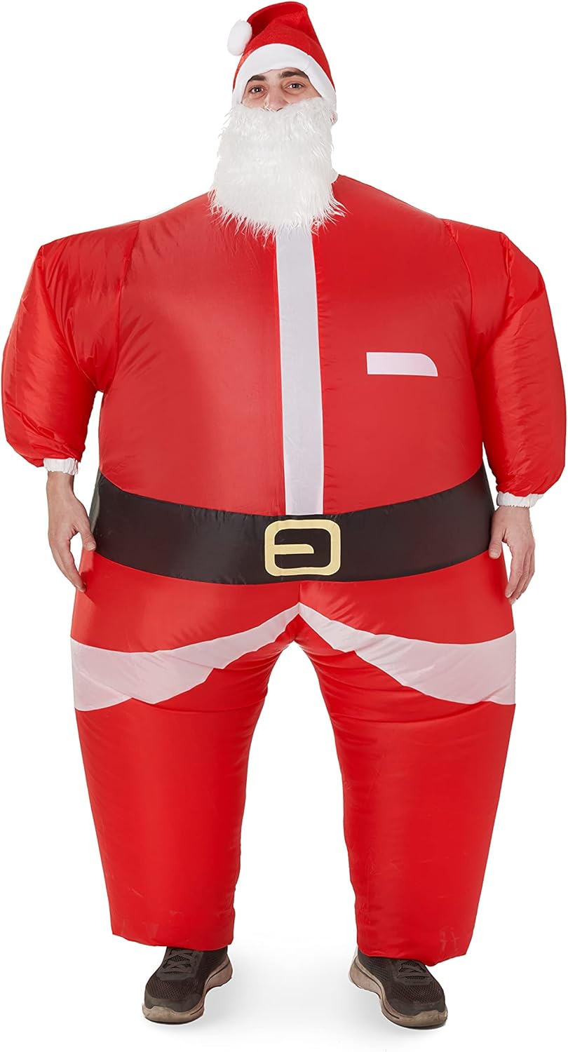 Aufblasbares Weihnachtsmann-Kostüm mit Bart und Mütze, Carry Me-Serie, Weihnachtsmann-Kostüm