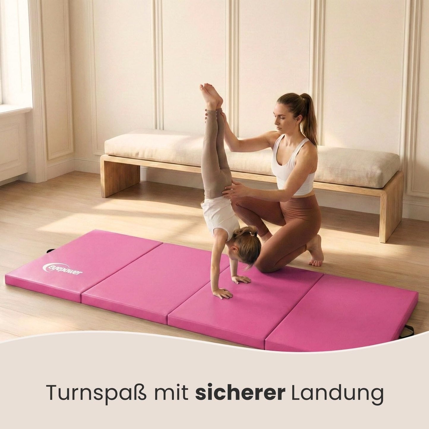 Klappbare Turnmatte, 180x60x5 cm, 180 x 60 x 5 cm Pink-Lila