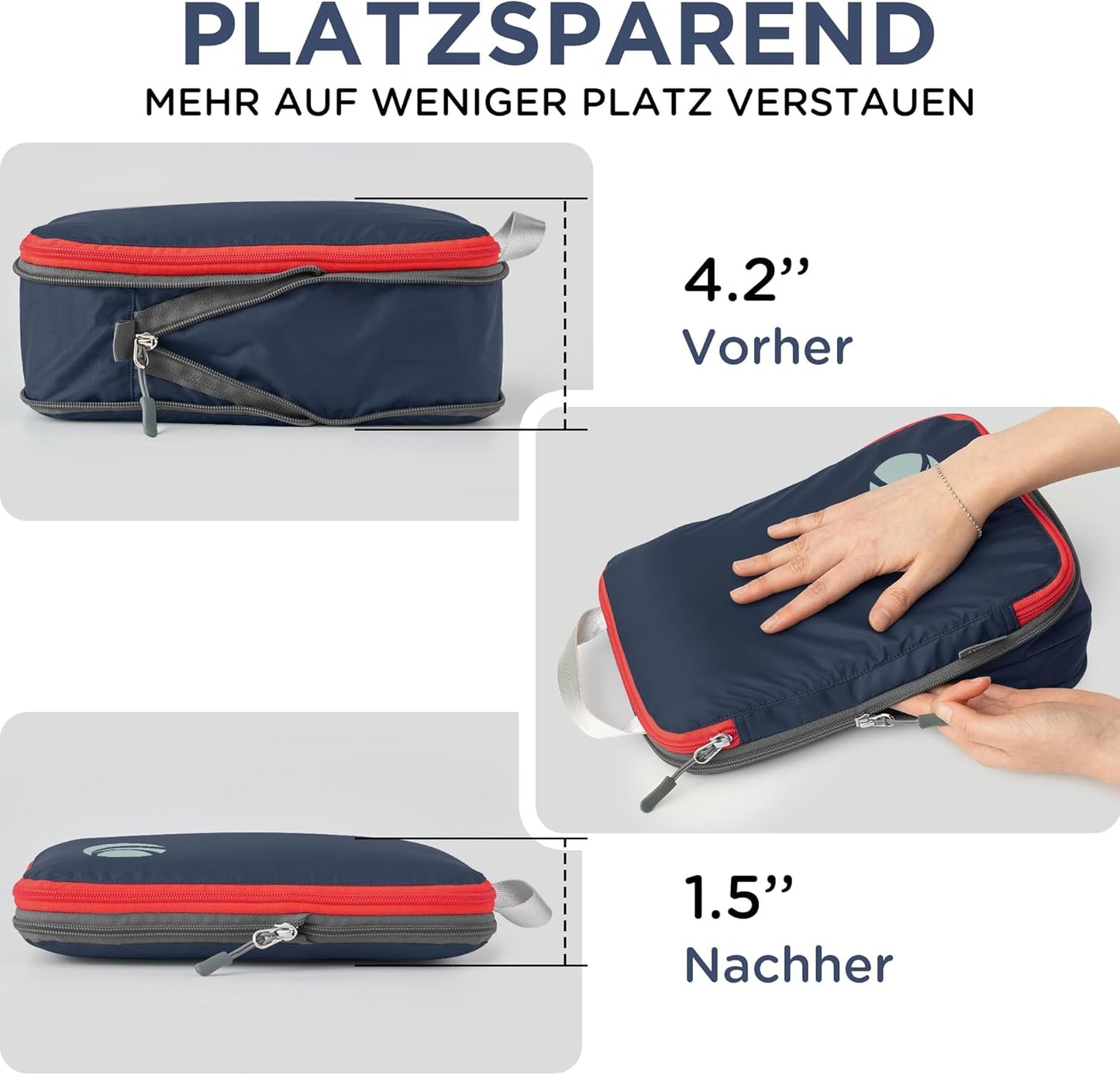 Kompression Koffer-Organizer Set, 3PCS Blau