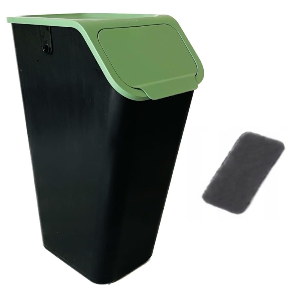 Abfalleimer mit Deckel, Click-Funktion, 35L Grün
