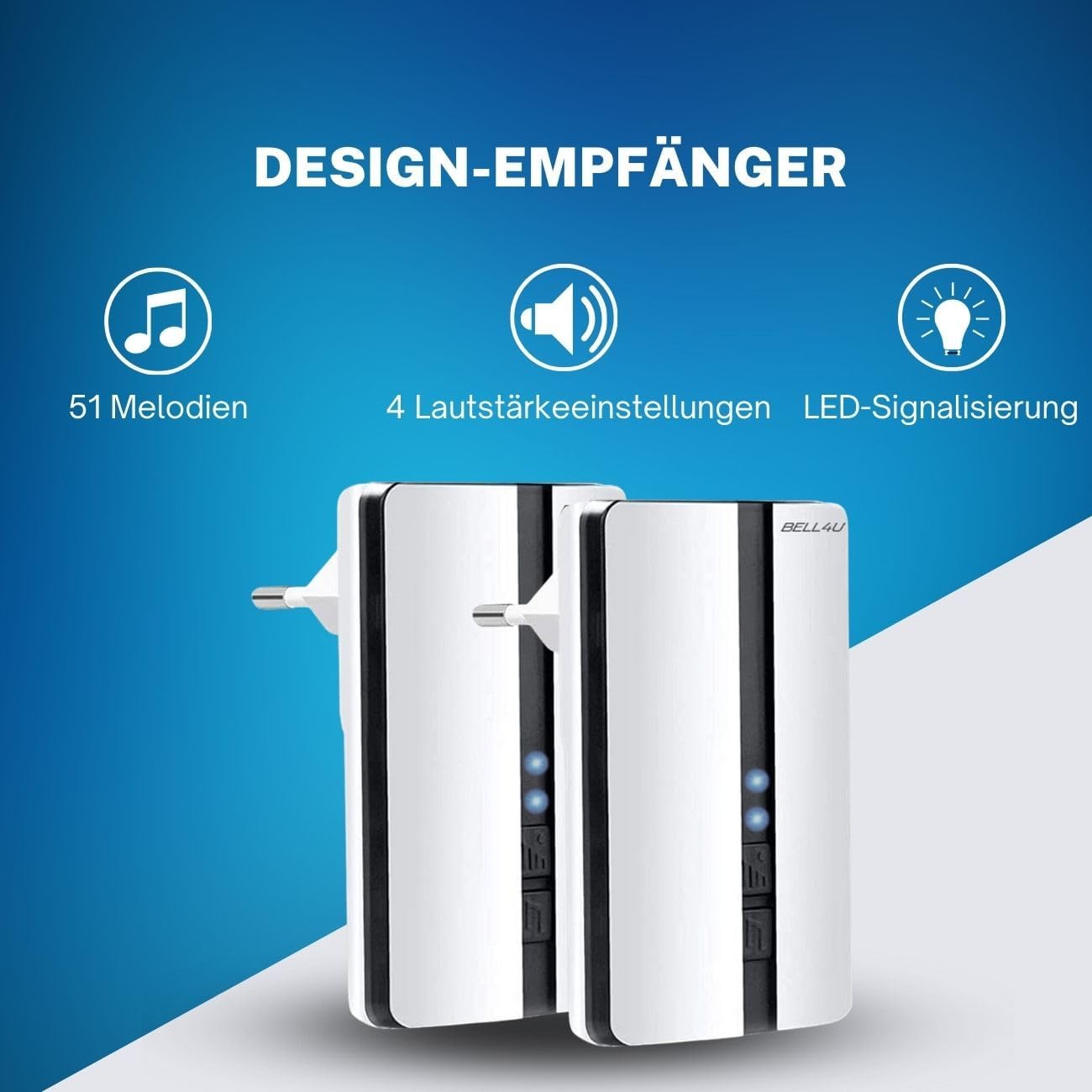 Funkklingel Set mit 1 Sender und 2 Empfängern, Weiss 2
