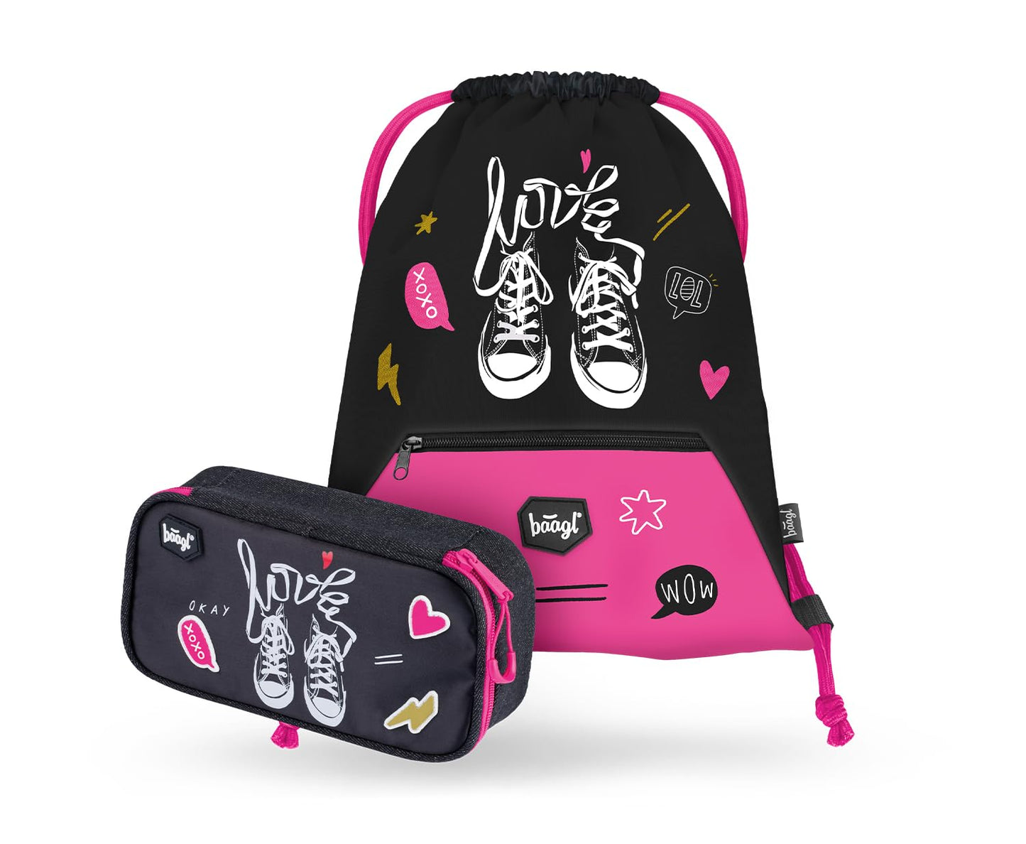 Federmäppchen und Turnbeutel Set für Schule, Sneakers