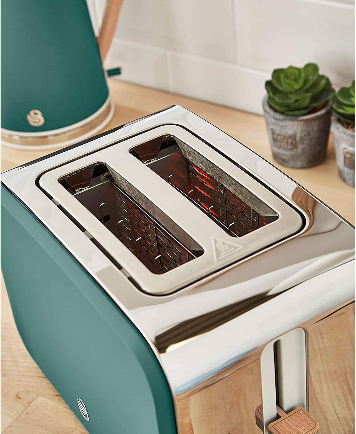 Breitschlitz-Toaster mit 6 Bräunungsstufen, Grün, Matt