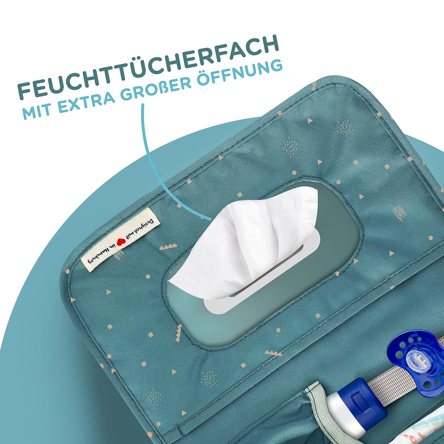 Windeltasche mit Wickelunterlage für unterwegs, Grün-blau S