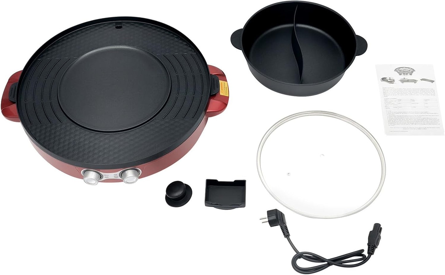 Elektrischer Hot Pot & Grill 2-in-1, Rot