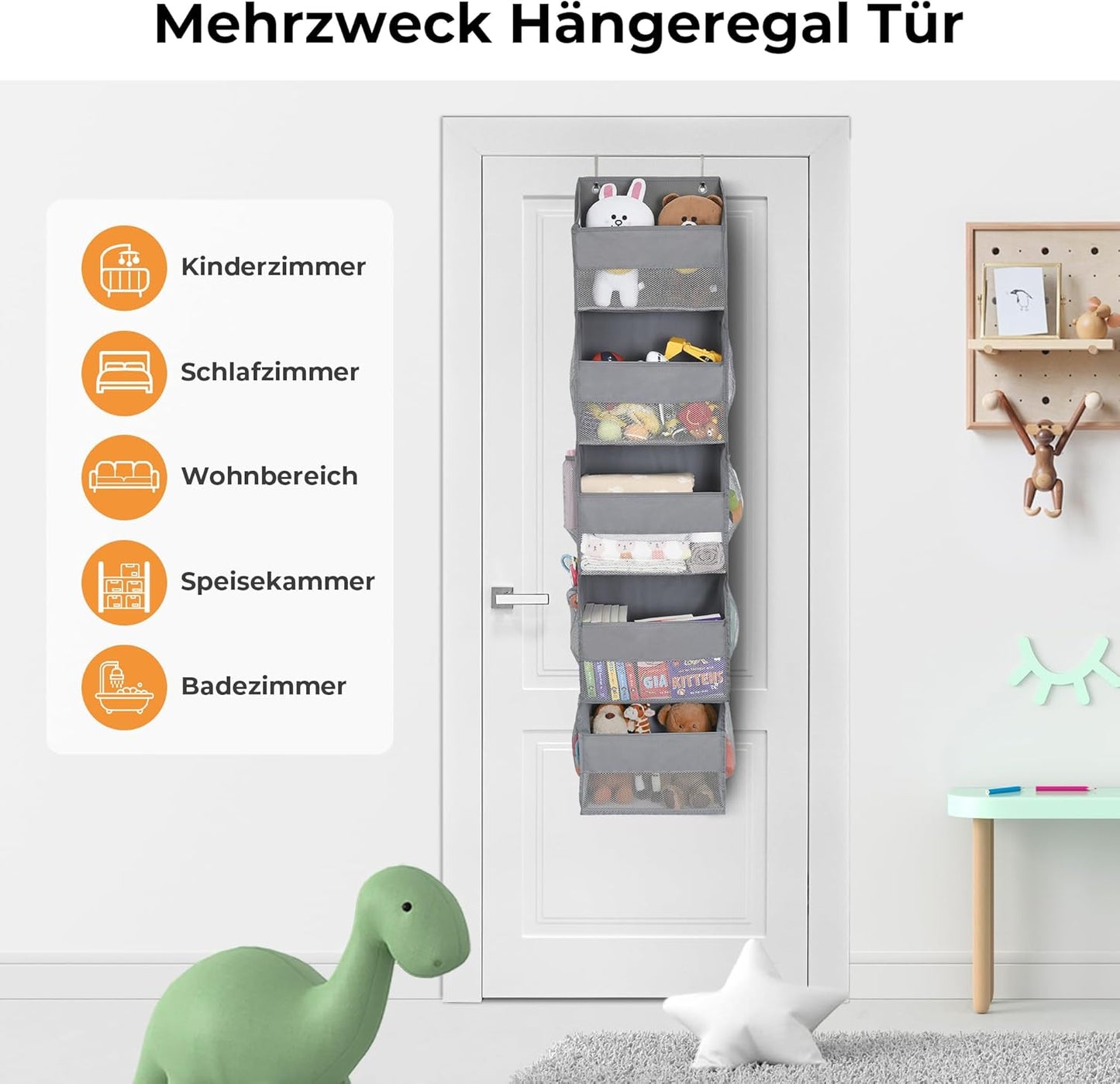 Hängeorganizer für die Tür, 5 Fächern - 1 Stück Grau
