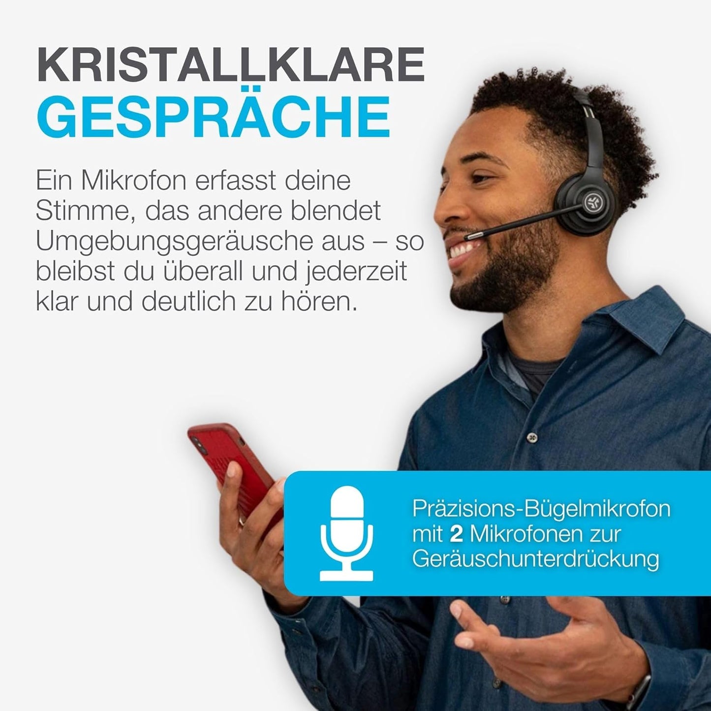 Kabelloses On-Ear Headset mit Mikrofon und USB-C, Go Work 2nd Gen