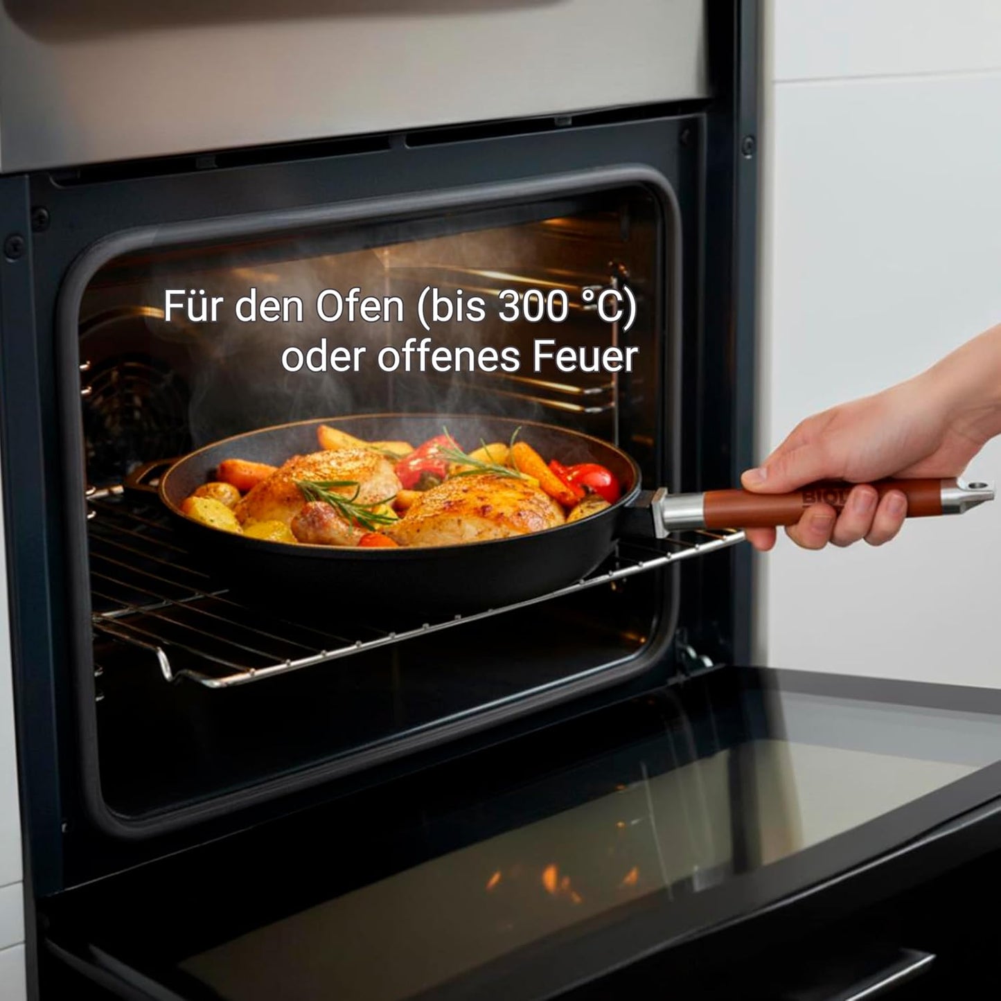 Tiefe Gusseisenpfanne mit abnehmbarem Griff (24 cm), 24