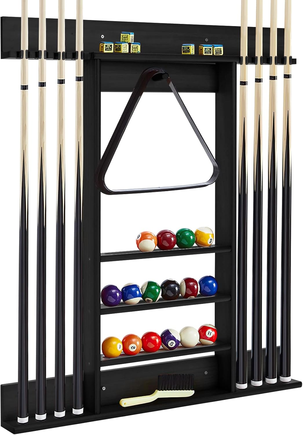 Billard Queue-Wandhalter für 8 Queues, Schwarz