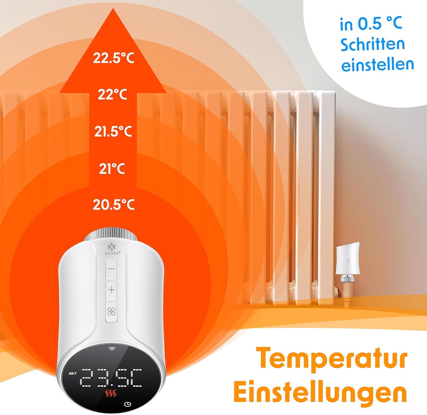 Heizkörperthermostat mit Smart Home Steuerung, Rund 1 Stück Weiß