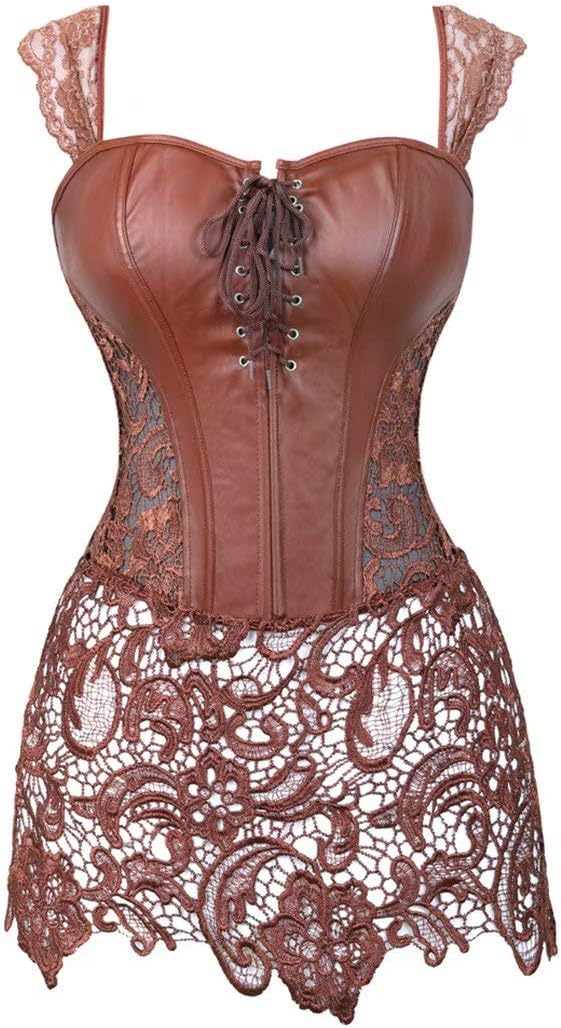 Korsett-Kleid mit Reissverschluss, Brown, S