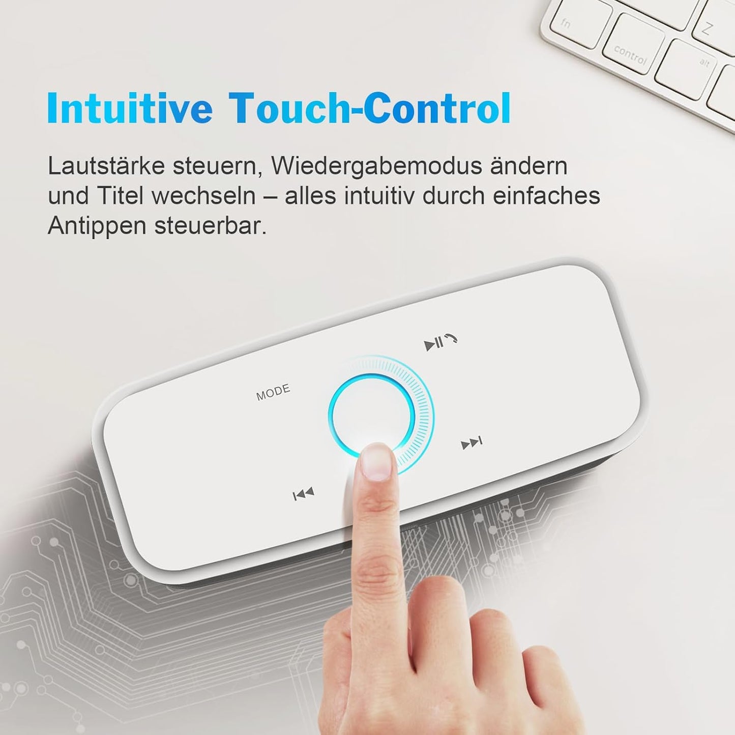 Bluetooth Lautsprecher SoundBox mit Dual-Bass und Touch Control, white