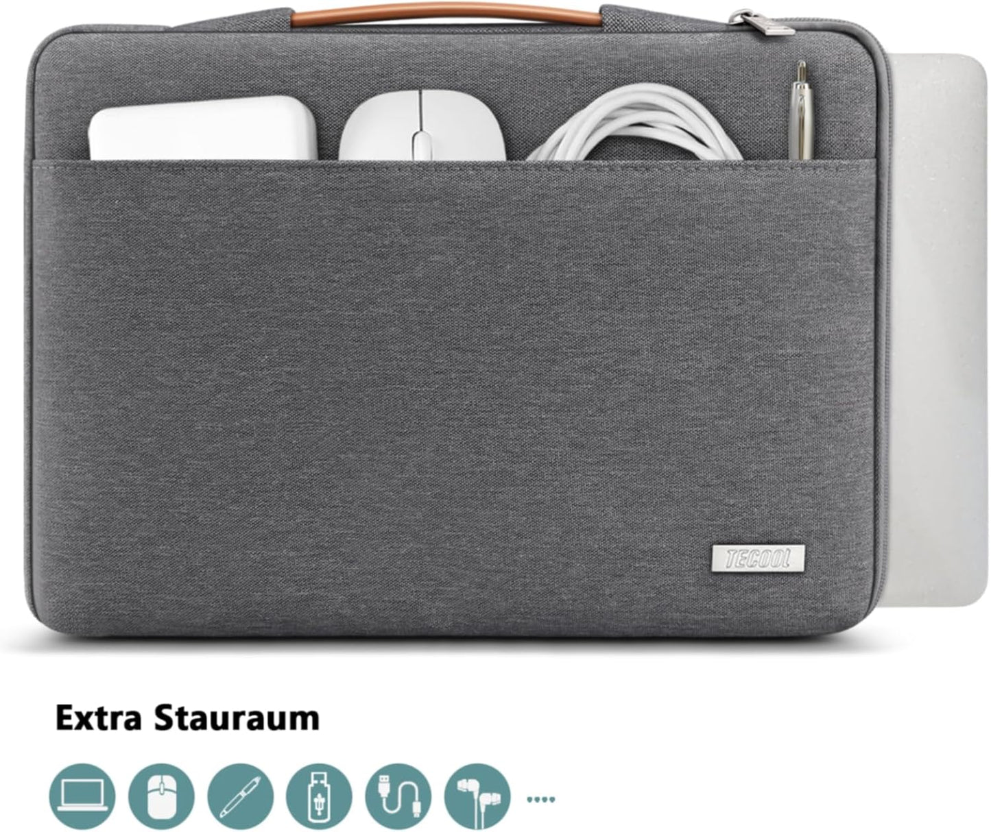 Stoss- & Spritzwasserfeste Laptoptasche 15,6 Zoll, 15-15,6 Zoll Dunkelgrau