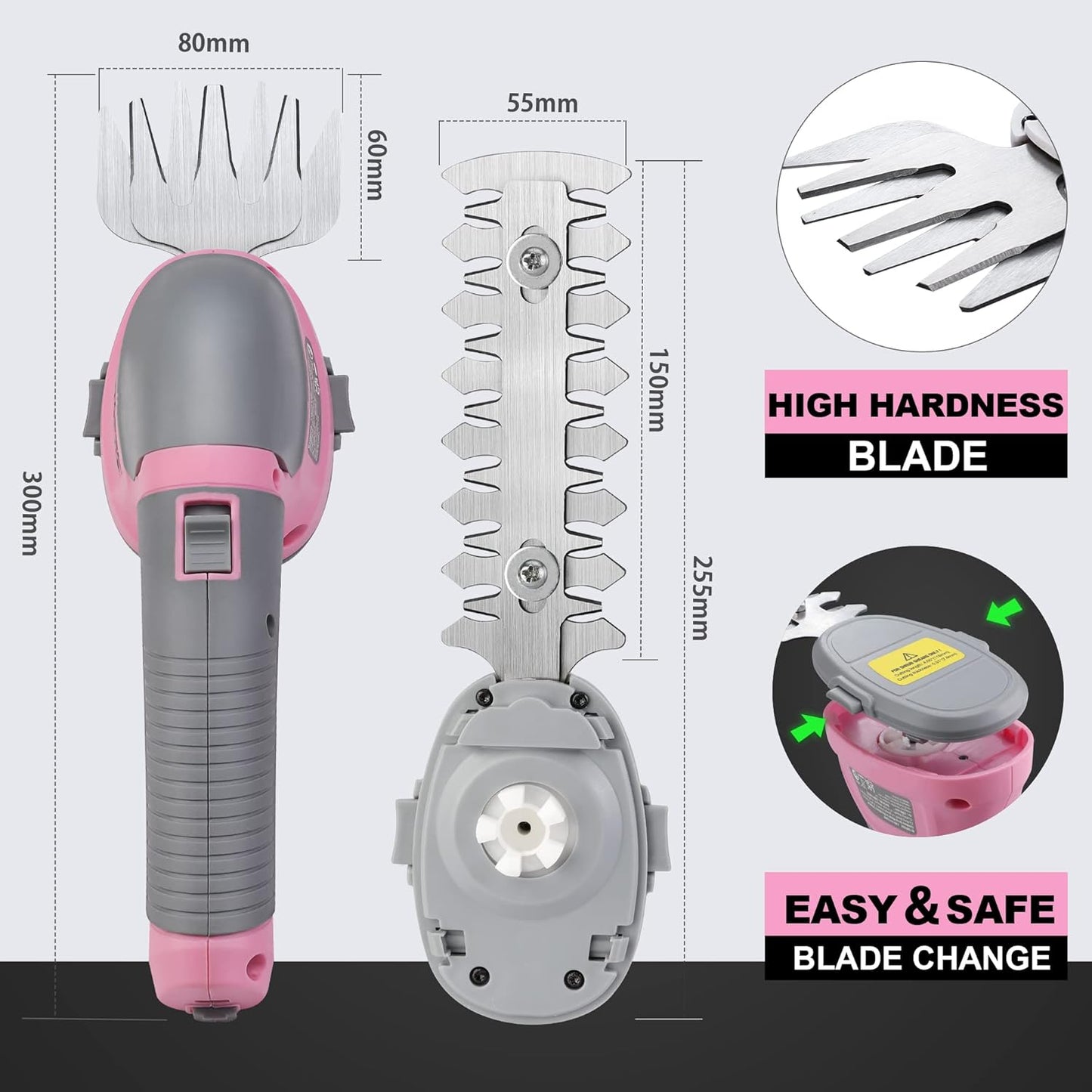 2-in-1 Akku-Heckenschere, Rosa