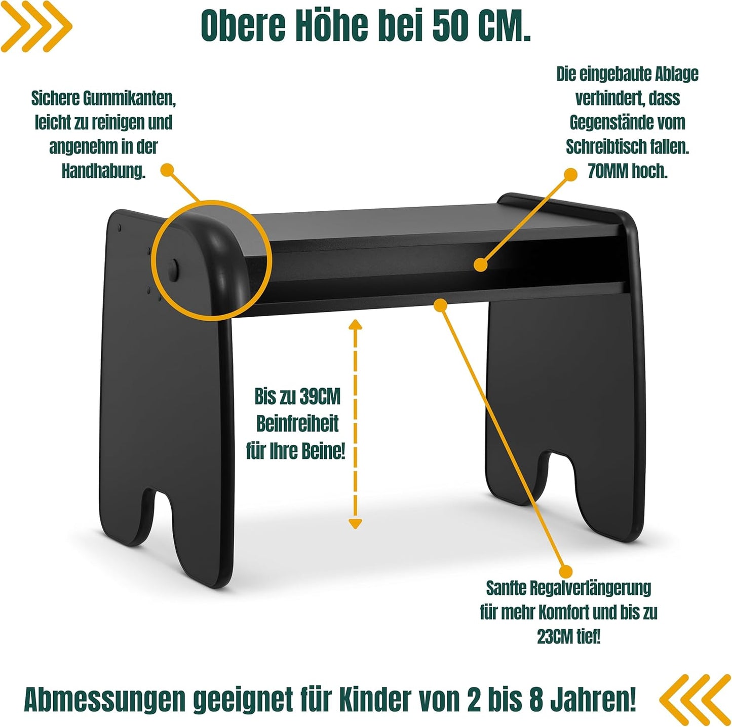Kindertisch und Stuhl Set für Kinderzimmer, 1 Stuhl und Tisch Schwarz