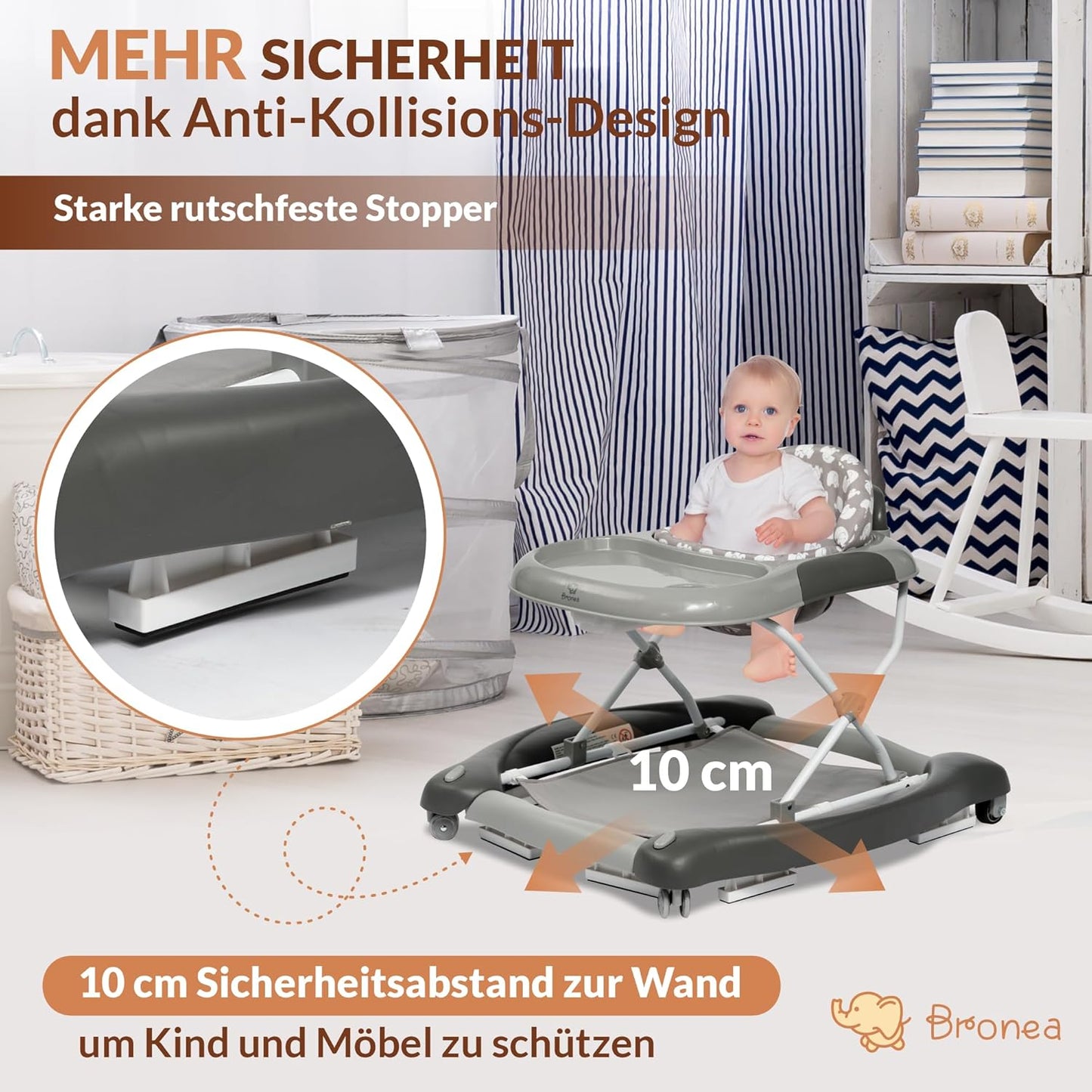 4-in-1 Babywalker mit Schaukelfunktion, Grau