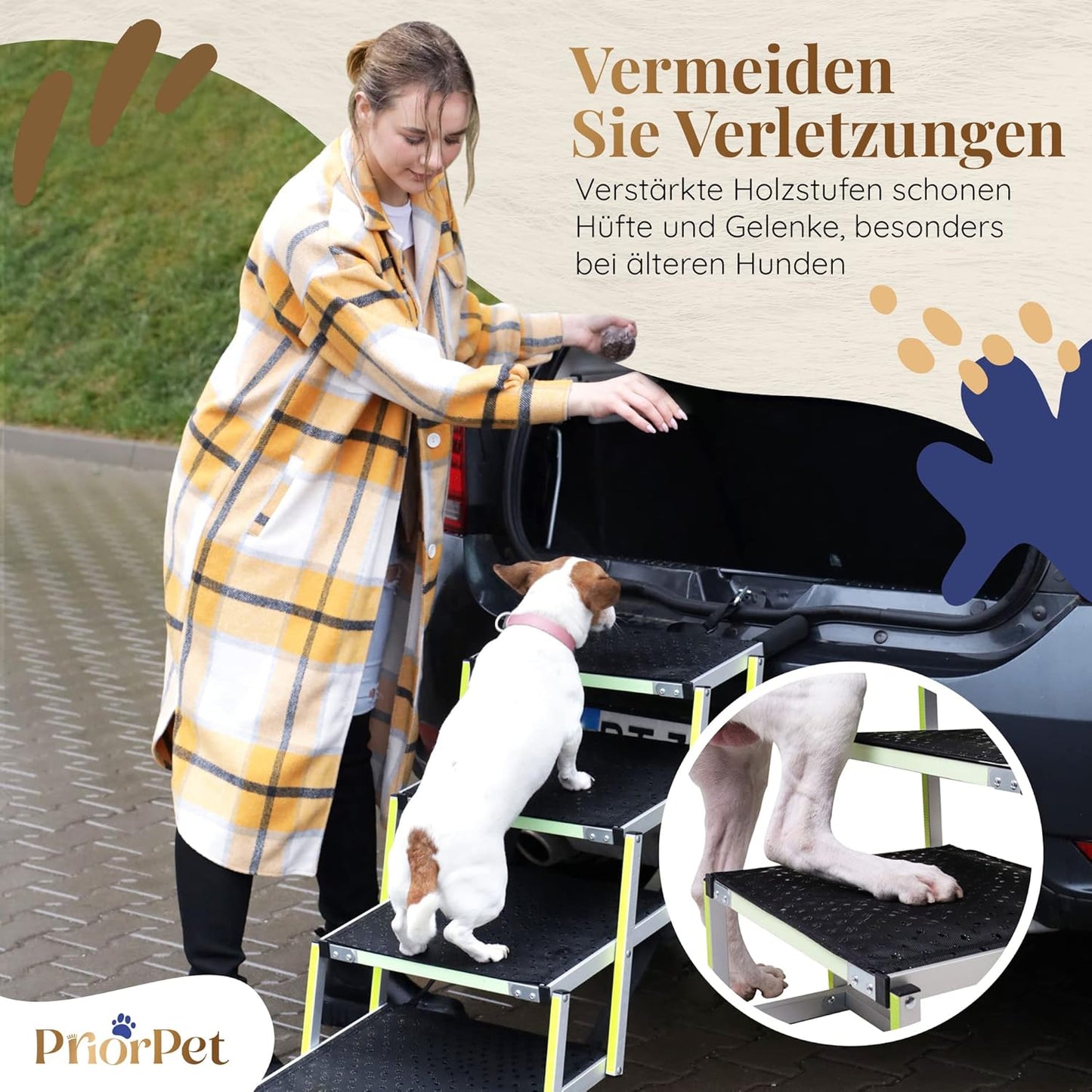 Faltbare Hundetreppe mit Antirutsch-Einsatz, 4