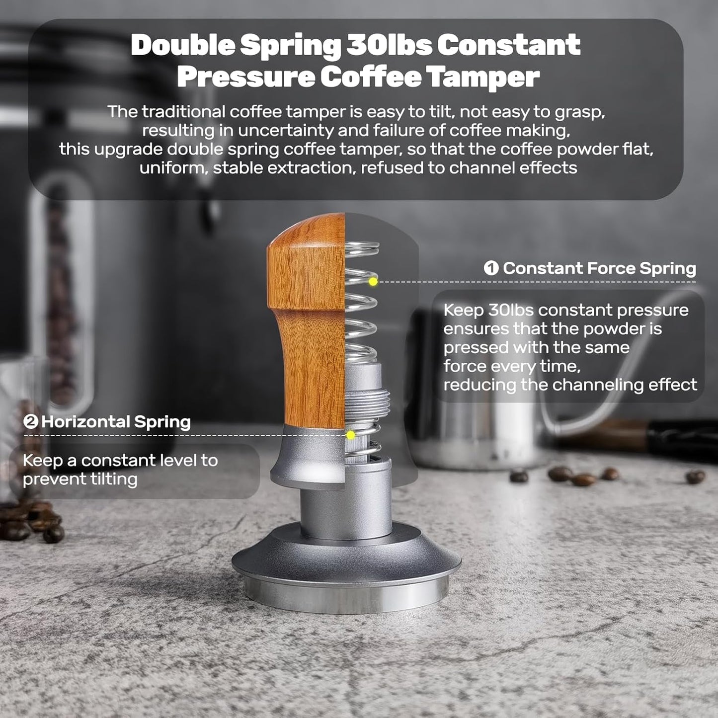 Kalibrierter Espresso Tamper, Silber / 51mm