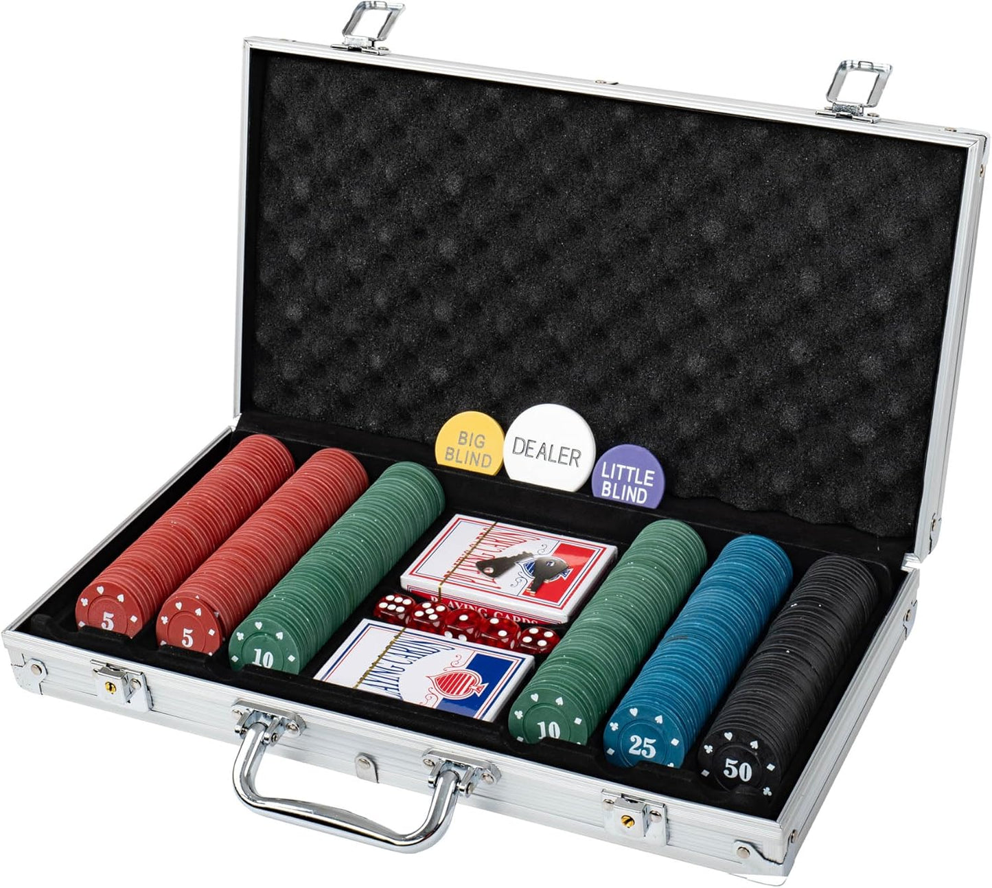 Pokerkoffer Spielset mit Kartenmischer, 300 Chips + Kartenmischer