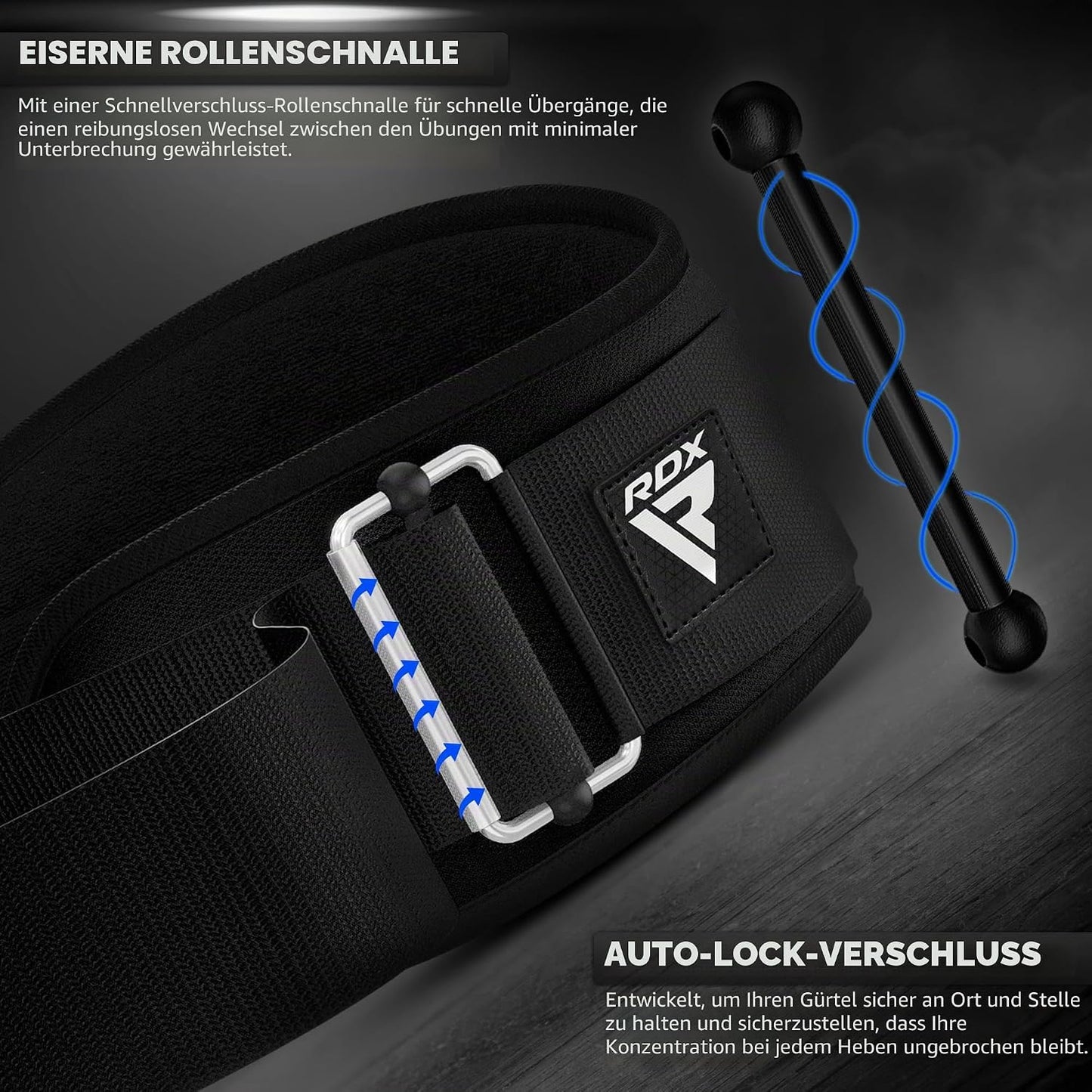 Gewichthebergürtel mit Auto-Lock, Schwarz M