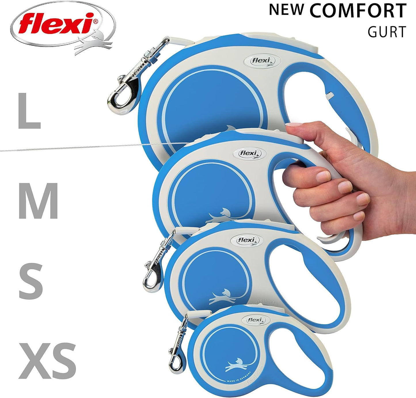 Roll-Leine für Hunde, Blau M: 5m (max. 25kg)