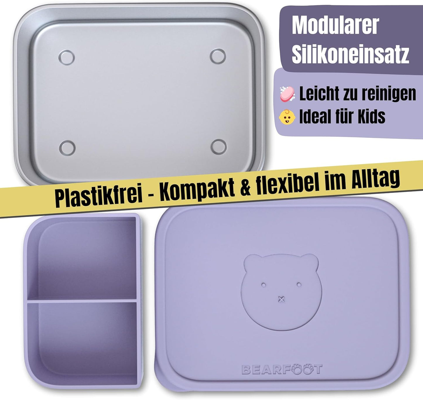 Brotdose mit Silikondeckel, Lila 700ml