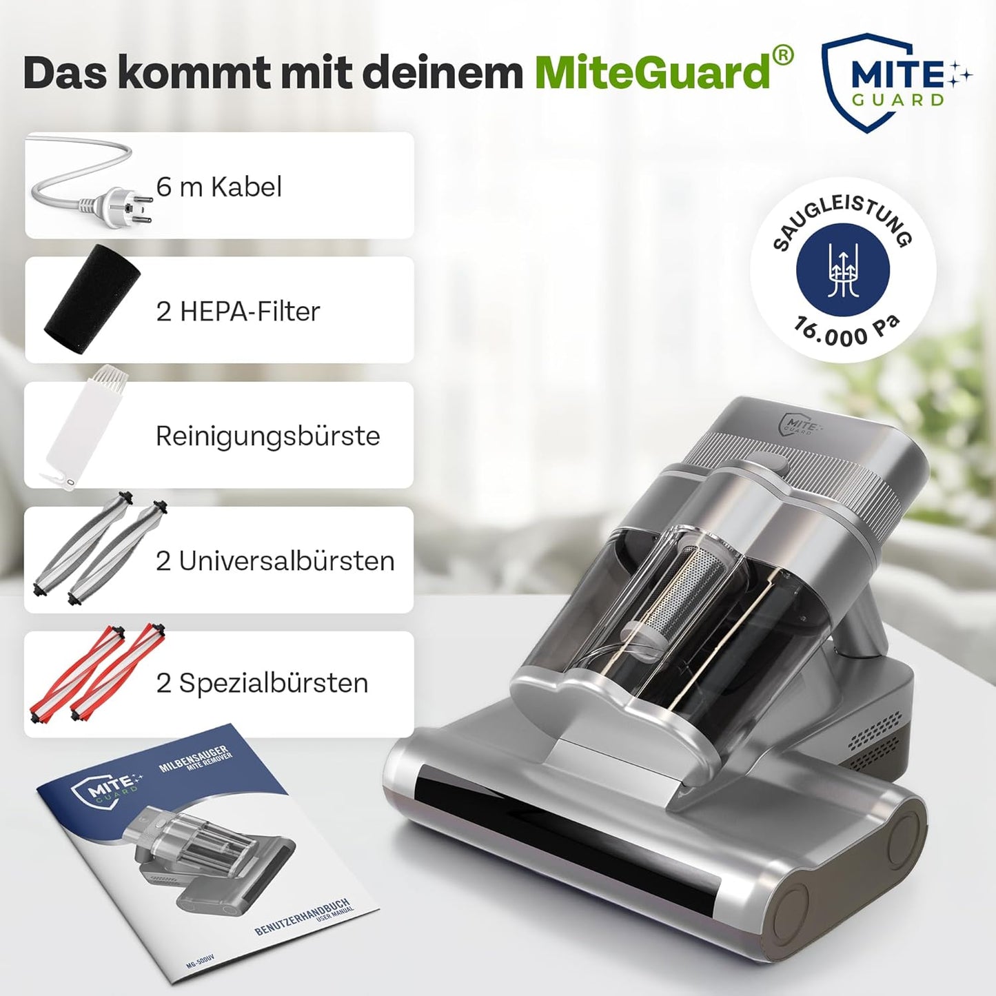 Milbensauger für Matratzen & Polster mit UV-Licht
