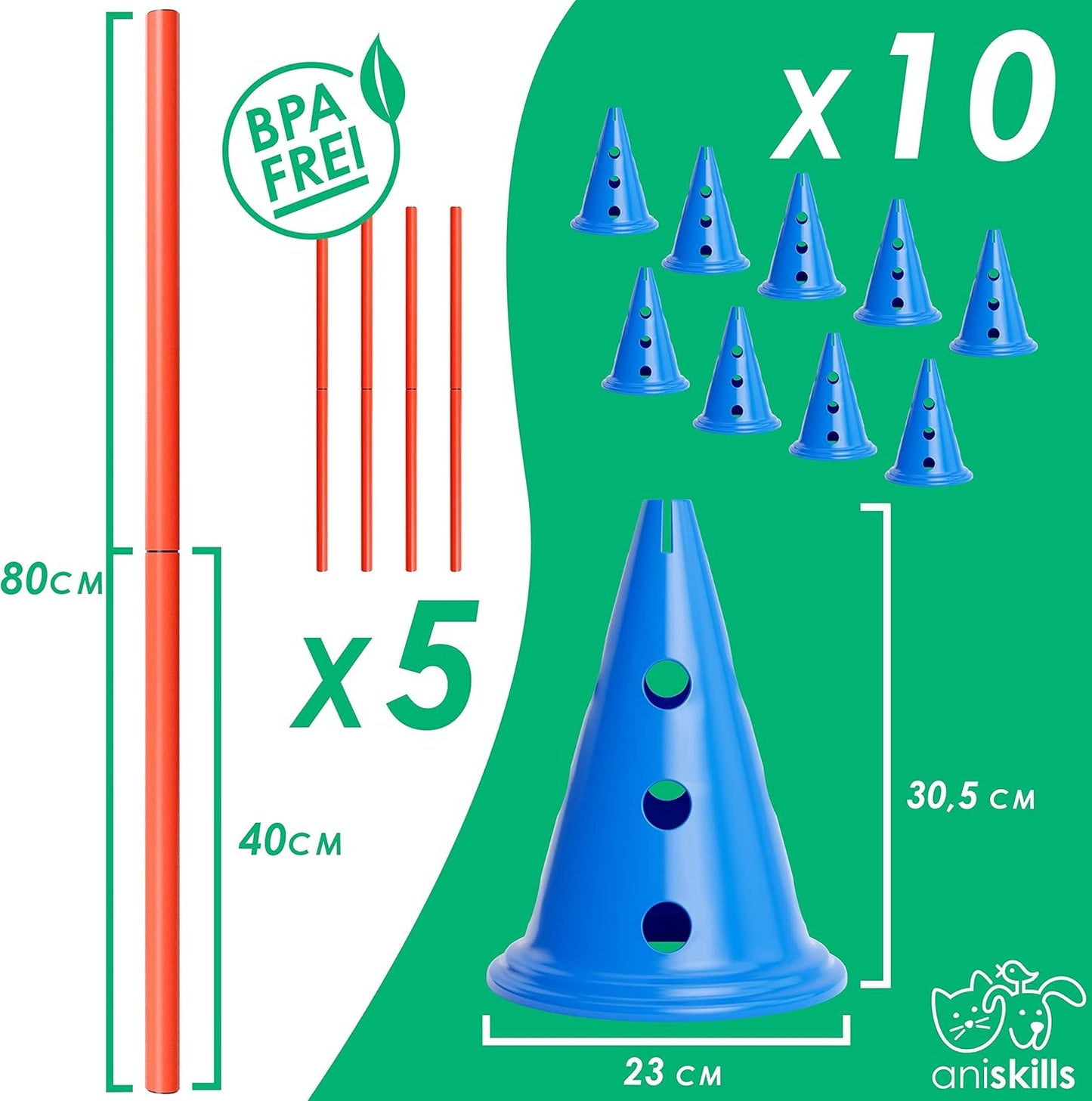 15-teiliges Agility Trainings-Set, 5er Set