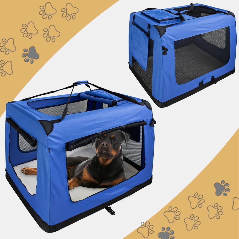 Faltbare Hundebox für Auto, XXXL (101 x 68 x 70 cm) Blau