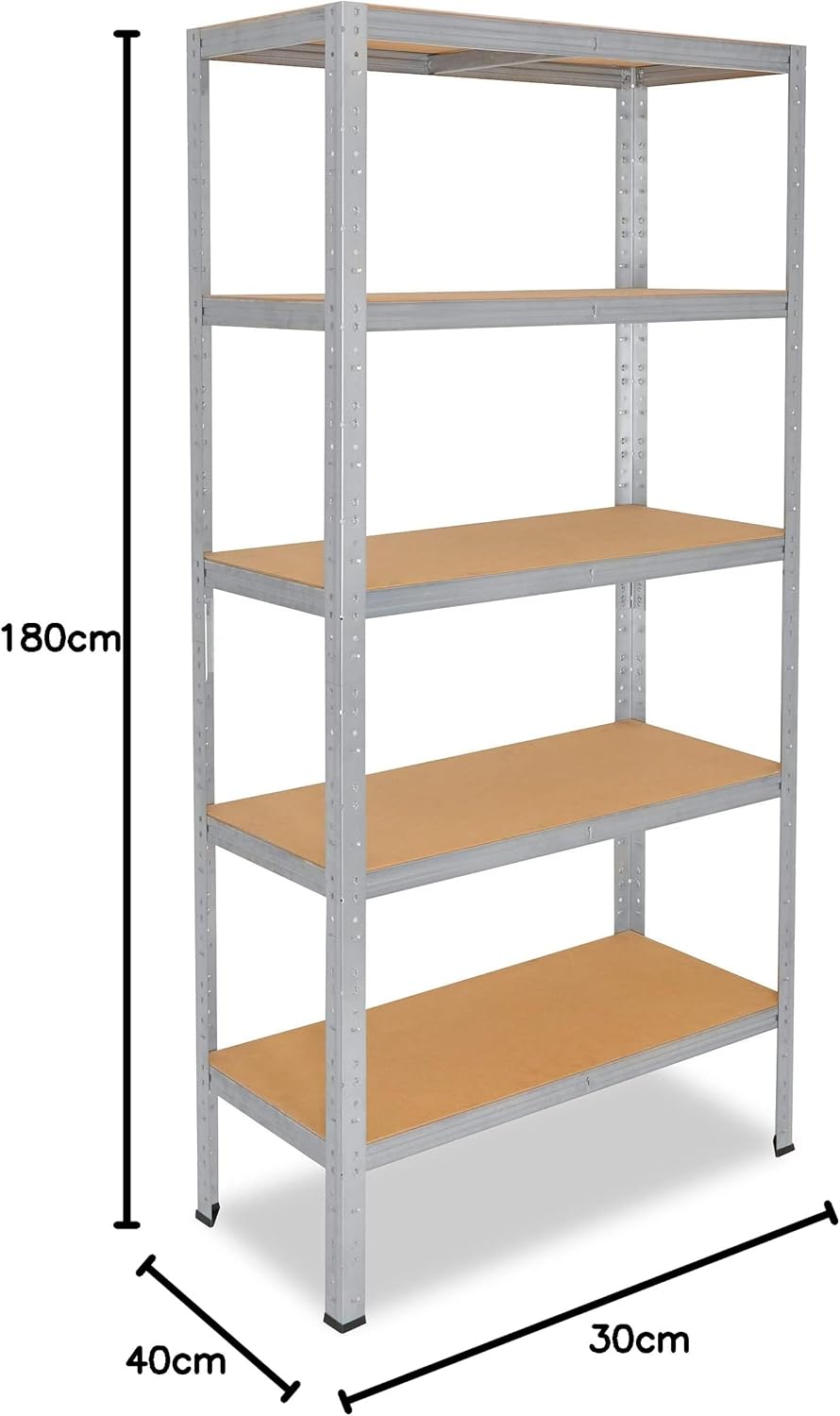 Schwerlastregal mit 5 Böden, H: 180cm / B: 30cm / T: 40cm