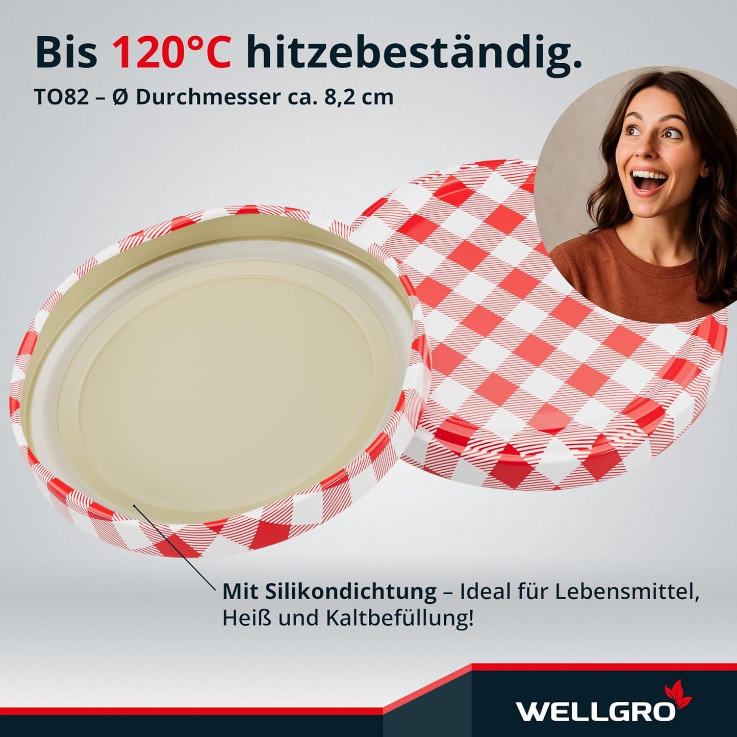 Einmachgläser-Set mit Schraubdeckel, Rot Kariert 435 ml 25