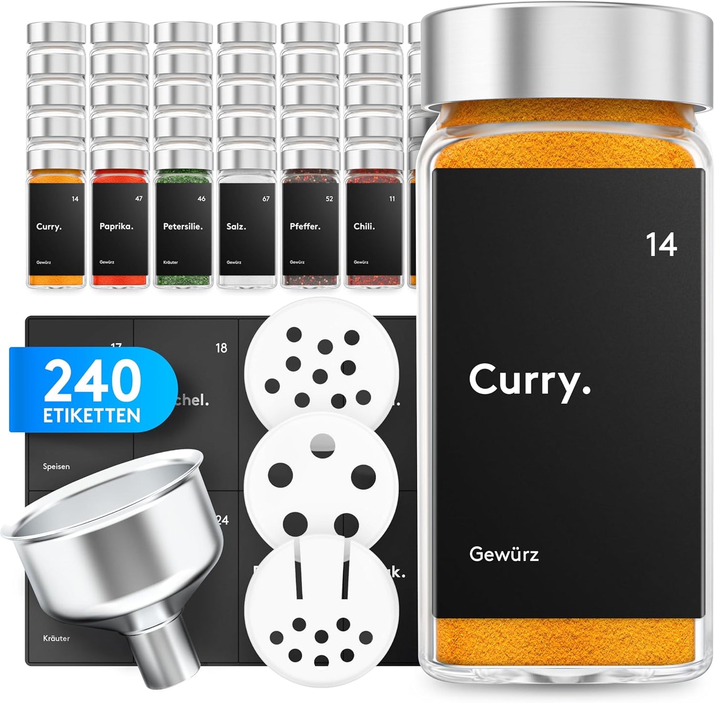 Gewürzgläser-Set mit Streueinsatz (24 Stück)