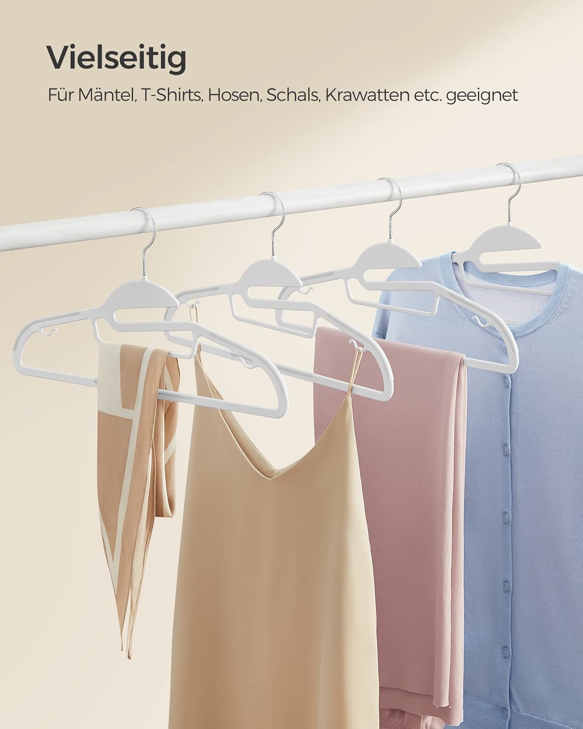 Kunststoff-Kleiderbügel mit Drehhaken (20er Set), Weiss 20 Stück