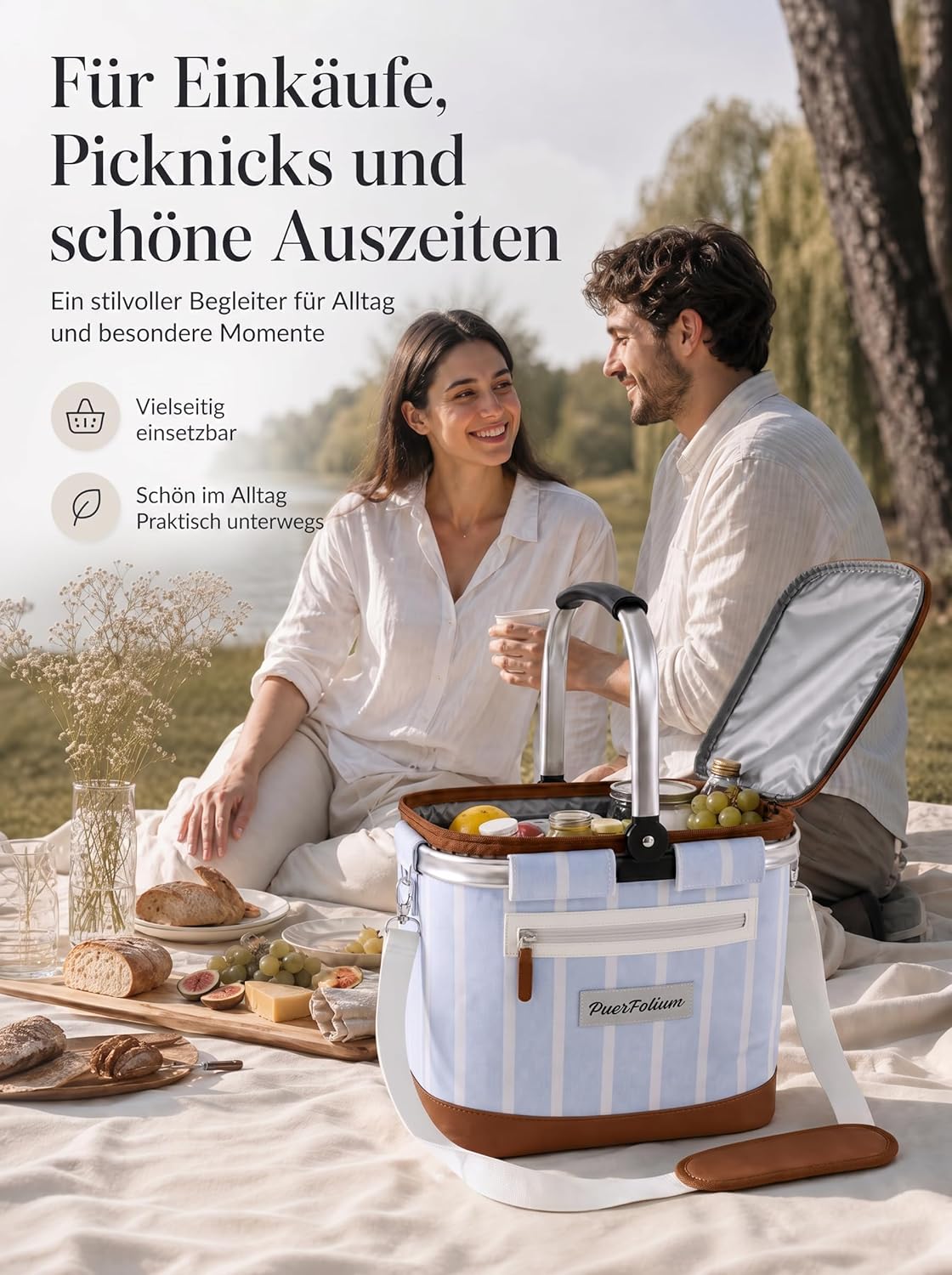 Faltbare Isolierte Kühltasche mit Deckel, Blau